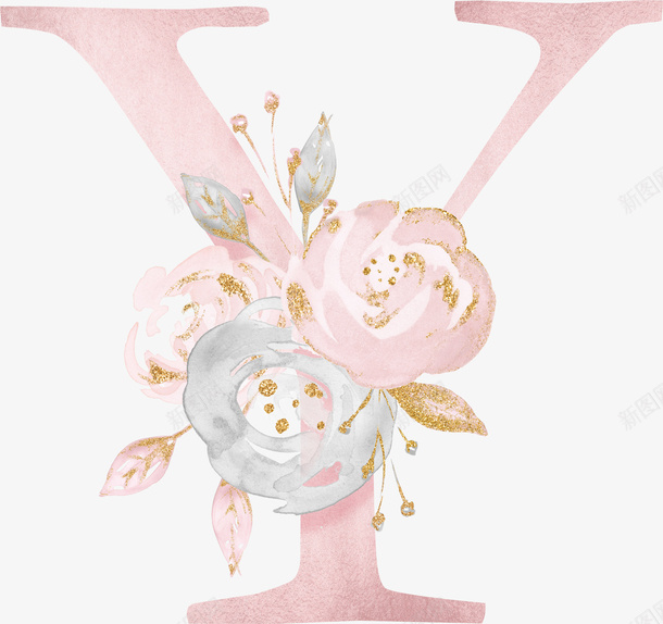 Y字手绘花朵png免抠素材_新图网 https://ixintu.com Y字 手绘 粉色 花朵