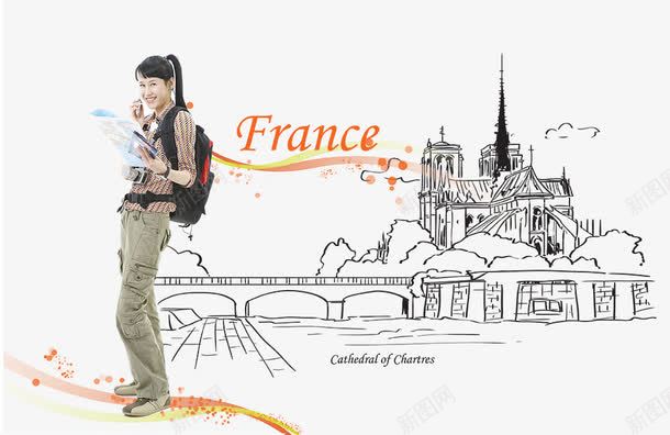 手绘线条建筑风景旅游插画png免抠素材_新图网 https://ixintu.com 人物图片 创意插画图片 埃菲尔铁塔 女孩拍摄 悉尼歌剧院 手绘线条建筑风景旅游插画 插画设计 旅游海报插画设计 比萨斜塔 线条建筑