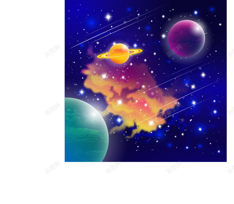 梦幻宇宙星球矢量ai设计背景_新图网 https://ixintu.com 土星 太空 星云 星体 星球 矢量图 银河