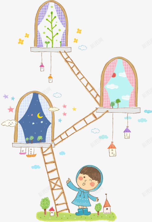 卡通窗户和楼梯矢量图eps免抠素材_新图网 https://ixintu.com 卡通窗户 楼梯 窗 落地窗 矢量图