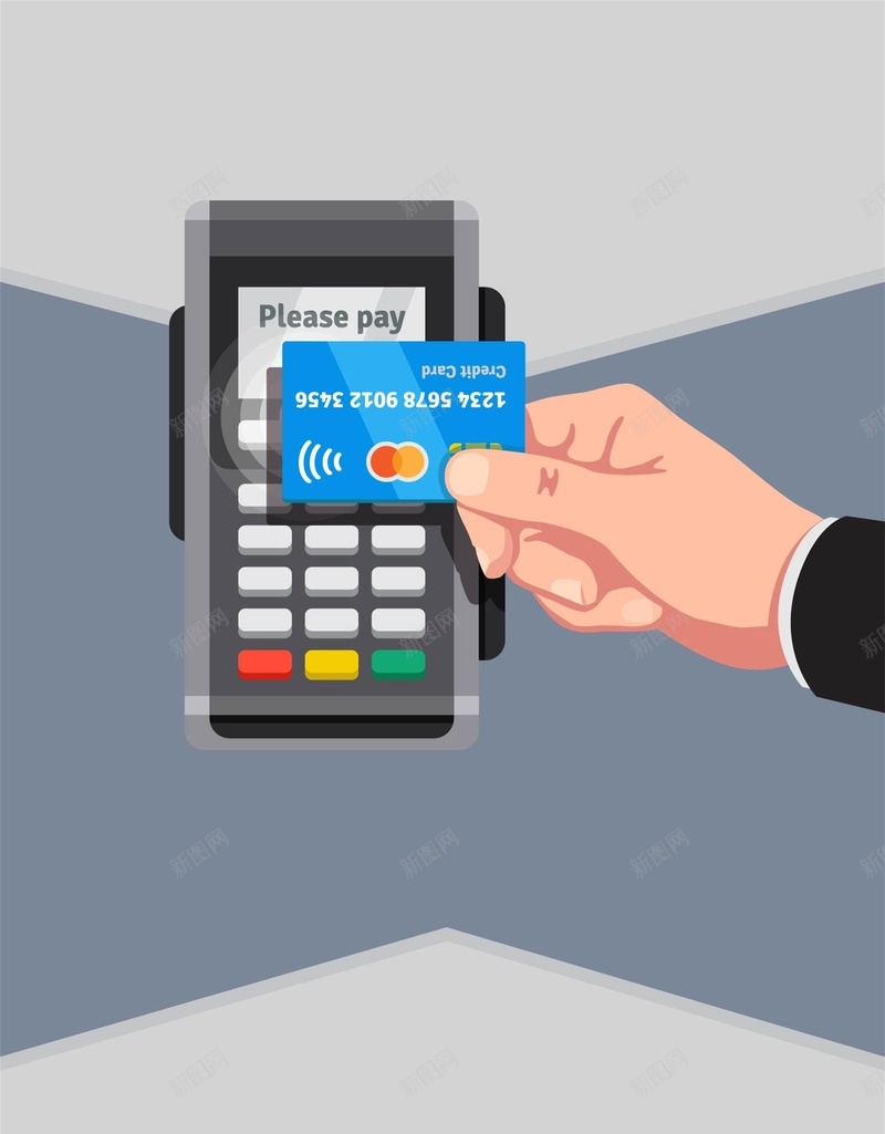 简约卡通网上银行广告矢量图ai设计背景_新图网 https://ixintu.com 互联网时代 刷卡机 卡通 商务 广告 简约 网上银行 矢量图
