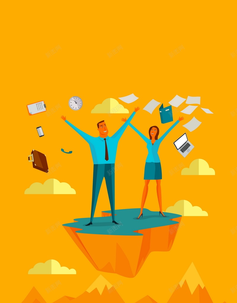 卡通商务人物矢量图ai设计背景_新图网 https://ixintu.com 人物 卡通 商务 女人 橙色 男人 科幻 科技 黄色 矢量图