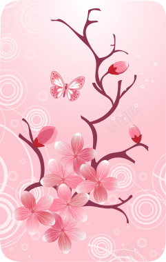 温馨少女系粉色蝴蝶背景矢量图背景