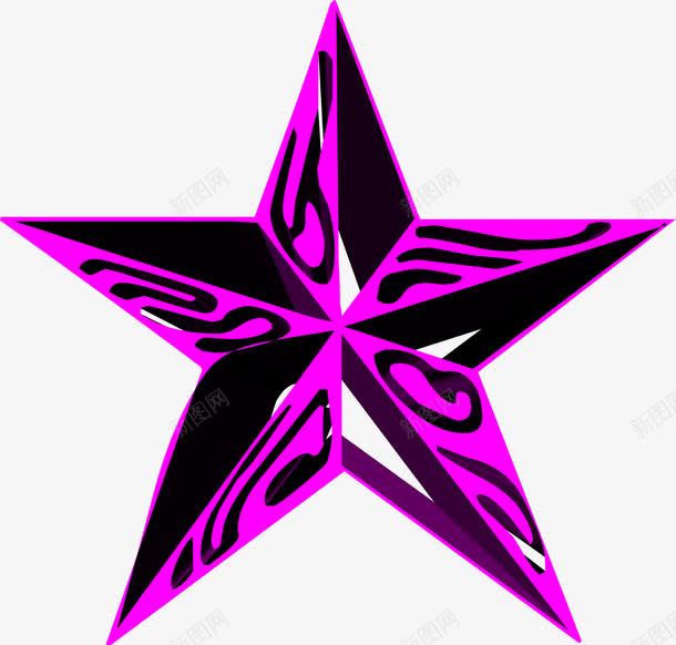 手绘黑紫色立体花纹星星png免抠素材_新图网 https://ixintu.com 星星 立体 紫色 花纹