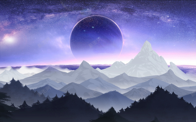 唯美星空游戏场景海报背景模板psd设计背景_新图网 https://ixintu.com 唯美 山峰 星空 月亮 海报背景 海报背景模板 游戏场景 游戏宣传