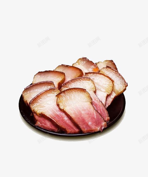盘子里的腊肉png免抠素材_新图网 https://ixintu.com 实物 美食 肥瘦相间 腊肉 腊肉矢量 黑色盘子