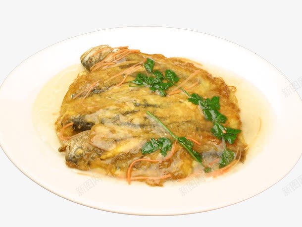 煎焖小黄鱼png免抠素材_新图网 https://ixintu.com 传统美食 小黄鱼 餐饮美食 黄花鱼