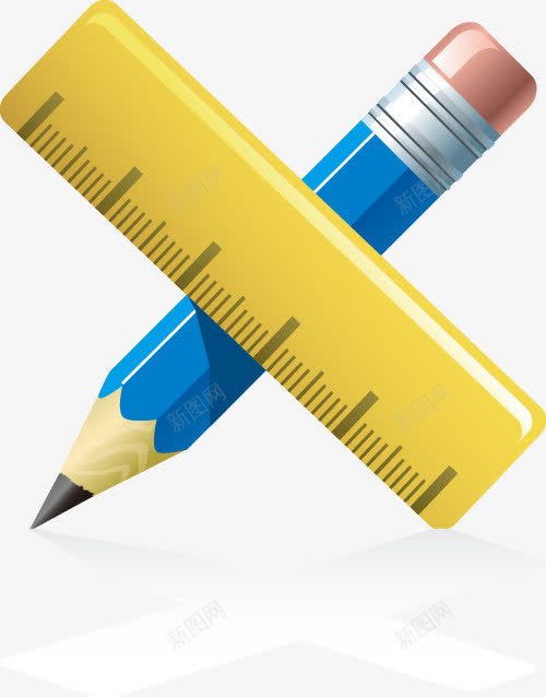 蓝色铅笔黄色直尺图案png免抠素材_新图网 https://ixintu.com 图案 蓝色铅笔 黄色直尺