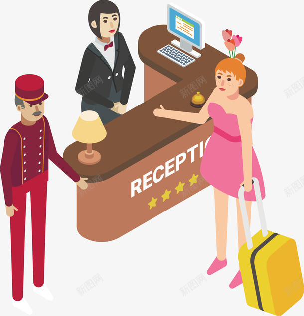 酒店登记前台矢量图eps免抠素材_新图网 https://ixintu.com 前台 前台PNG 前台登记 矢量前台 酒店 酒店等级 矢量图
