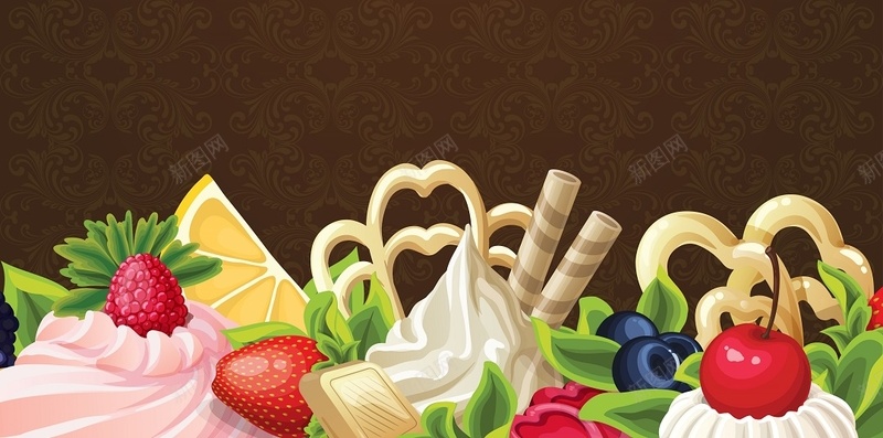 食品水果背景颜色矢量图ai设计背景_新图网 https://ixintu.com 奶油 樱桃 水果 甜点 美食 背景颜色 色彩 草莓 蓝莓 装饰 颜色 食品 矢量图