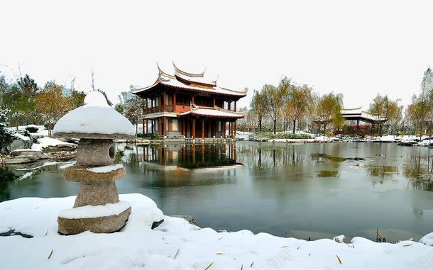 园博园晴雪美景四png免抠素材_新图网 https://ixintu.com 名胜古迹 旅游风景 著名建筑