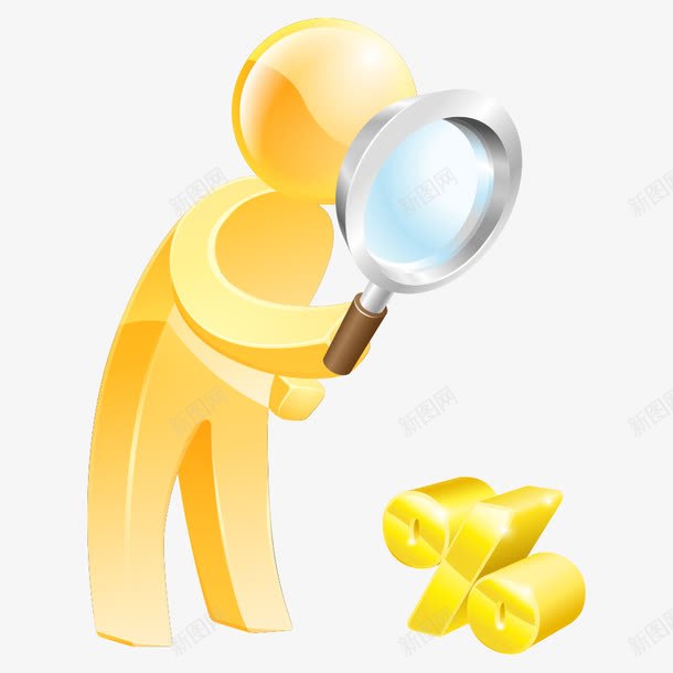 3D小人png免抠素材_新图网 https://ixintu.com 3D小人 人物 卡通小人 商务 小人 放大镜 黄色小人
