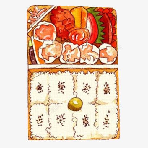 快餐盒饭手绘画片png免抠素材_新图网 https://ixintu.com 快餐 手绘美食 白米饭 盒饭 虾饺