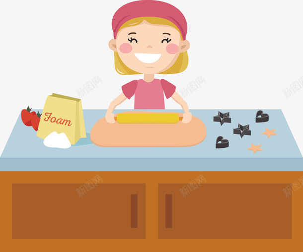 一个正在做面点的女孩矢量图eps免抠素材_新图网 https://ixintu.com 儿童 儿童厨师 厨师PNG 女孩 矢量女孩 面点 面点师 矢量图