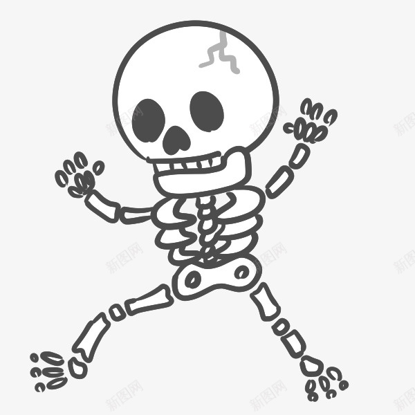卡通可爱万圣节骷髅人体png免抠素材_新图网 https://ixintu.com 人体 卡通 卡通可爱 可爱 可爱卡通 骷髅