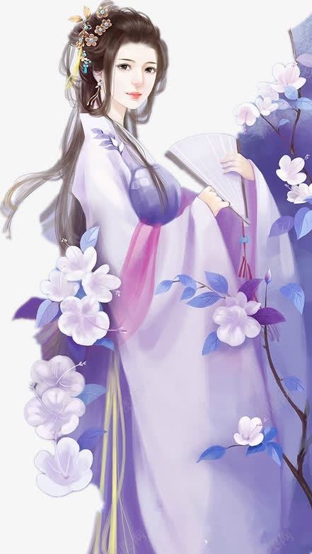 紫衣秀雅古风手绘女子png免抠素材_新图网 https://ixintu.com 古风 女子 手绘 秀雅
