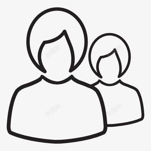 黑色线条人物女性用户图标png_新图网 https://ixintu.com 人物 女性 用户 线条 黑色