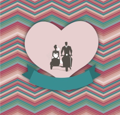 三轮夫妇丰富多彩婚礼请柬海报背景模板矢量图背景