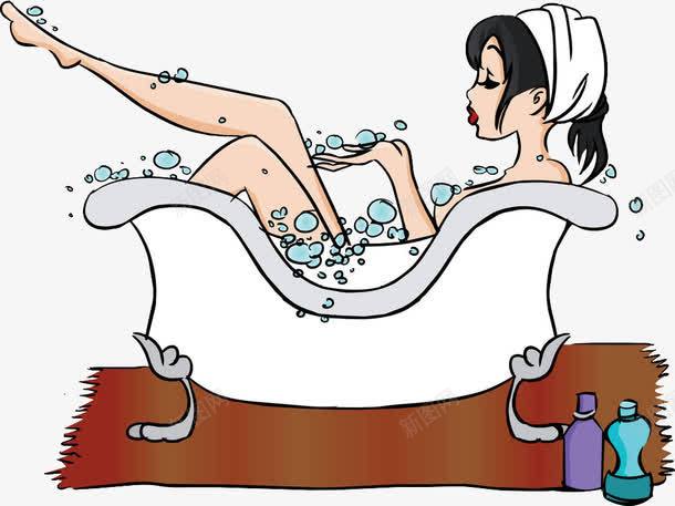 插图时尚美女泡澡放松休息png免抠素材_新图网 https://ixintu.com 手绘插图 手绘美女泡澡 放松休息 时尚美女 泡澡 白色浴缸 美女泡澡