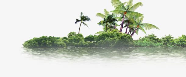 湖边绿色风景png免抠素材_新图网 https://ixintu.com 椰子树 湖水 绿色植物