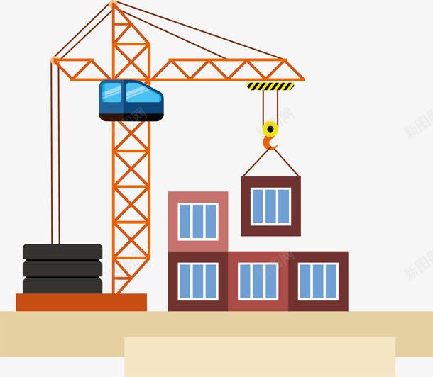 工地png免抠素材_新图网 https://ixintu.com 卡通工地图案 搬箱子 运输机