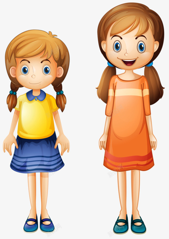 两个女孩png免抠素材_新图网 https://ixintu.com 可爱 女孩 微笑 手绘