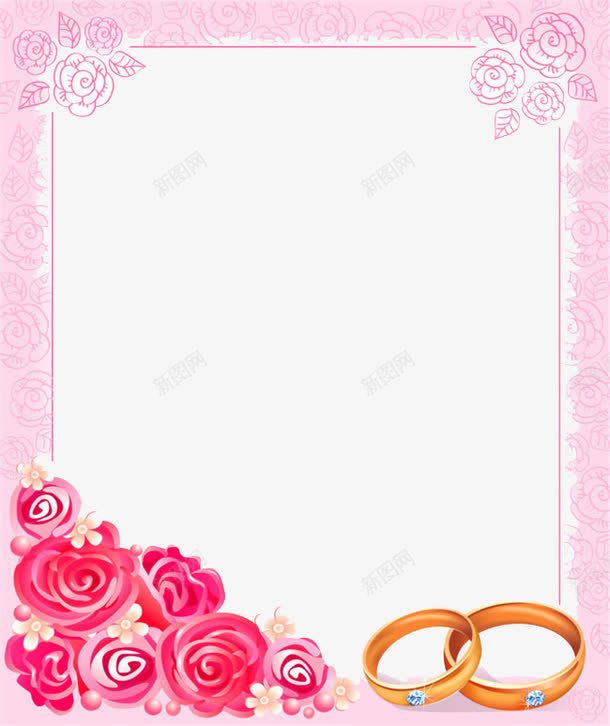 粉色边框玫瑰花片png免抠素材_新图网 https://ixintu.com 图片 图片边框 玫瑰花 粉色 粉色边框 素材边框 边框