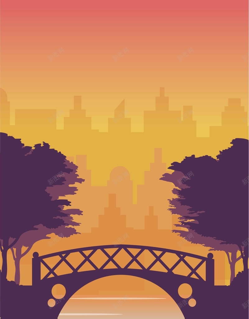户外风景剪影黄色矢量插画简约背景ai设计背景_新图网 https://ixintu.com 剪影 建筑 户外风景 插画 树林 矢量 简约背景 黄色背景 矢量图