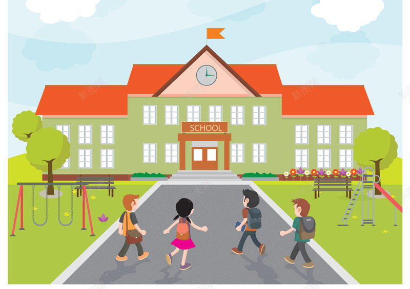 开学学生手抄海报背景矢量图ai设计背景_新图网 https://ixintu.com 卡通 学堂 学校 学生 开学 开心 手抄报 手绘 新学期 童趣 绘画 矢量图
