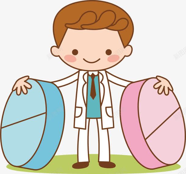 卡通男医生png免抠素材_新图网 https://ixintu.com 卡通手绘素材 彩色药片 插画 男医生 矢量素材