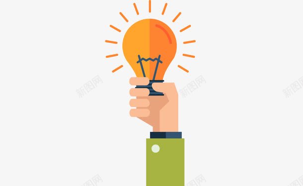 扁平手卡通握灯泡png免抠素材_新图网 https://ixintu.com 卡通 扁平 手