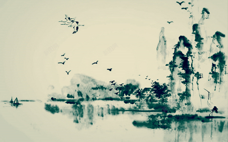 水墨画背景jpg设计背景_新图网 https://ixintu.com 中国画 古风 山水 山水画 山水背景 山脉
