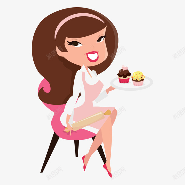 做蛋糕的长腿美女矢量图eps免抠素材_新图网 https://ixintu.com 人物 人物插画 做蛋糕 卡通人物 插画 美女 矢量图