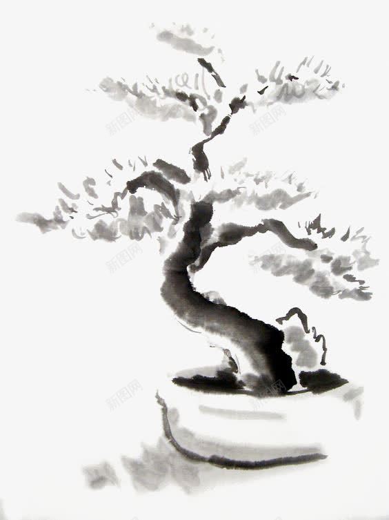 中国风水墨古树png免抠素材_新图网 https://ixintu.com 中国画 中国风 复古 水墨树 水墨画