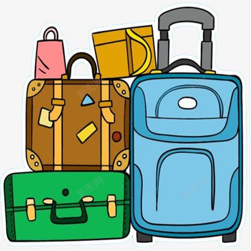 手绘行李箱png免抠素材_新图网 https://ixintu.com 托行李去旅游 托运的行李箱 拉行李 拖行李 拖行李去旅游 繁重的行李箱 行李箱