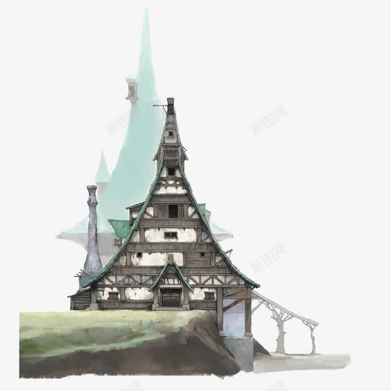 复古建筑png免抠素材_新图网 https://ixintu.com 城堡 房子插画 欧式建筑 老式建筑