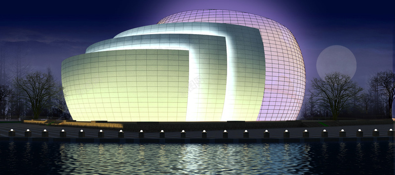 艺术场馆建筑夜景psd设计背景_新图网 https://ixintu.com 星云 星海 星空 星际 月光 海报banner 湖水 艺术建筑