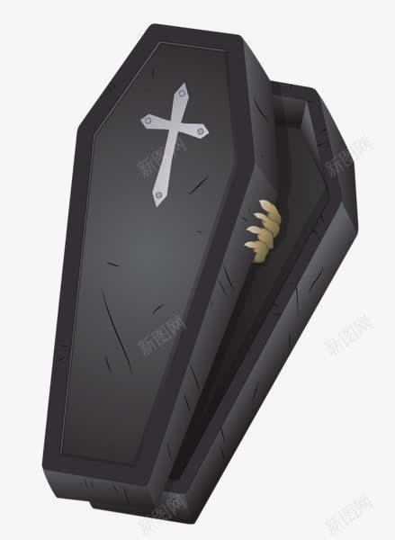 万圣节黑色十字架坟墓png免抠素材_新图网 https://ixintu.com 万圣节 十字架 十字棺 坟墓 棺材 西方棺材 黑色