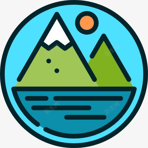 湖图标png_新图网 https://ixintu.com 乡村 山 湖 自然景观