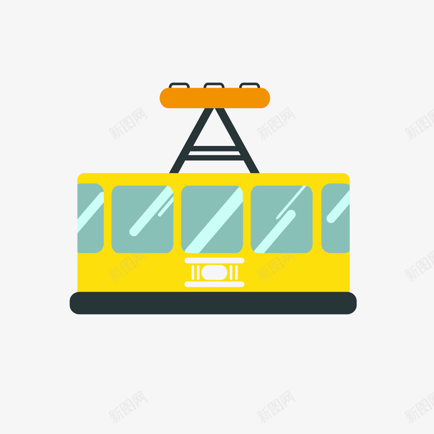 扁平缆车矢量图ai免抠素材_新图网 https://ixintu.com 交通工具 缆车 黄色 矢量图