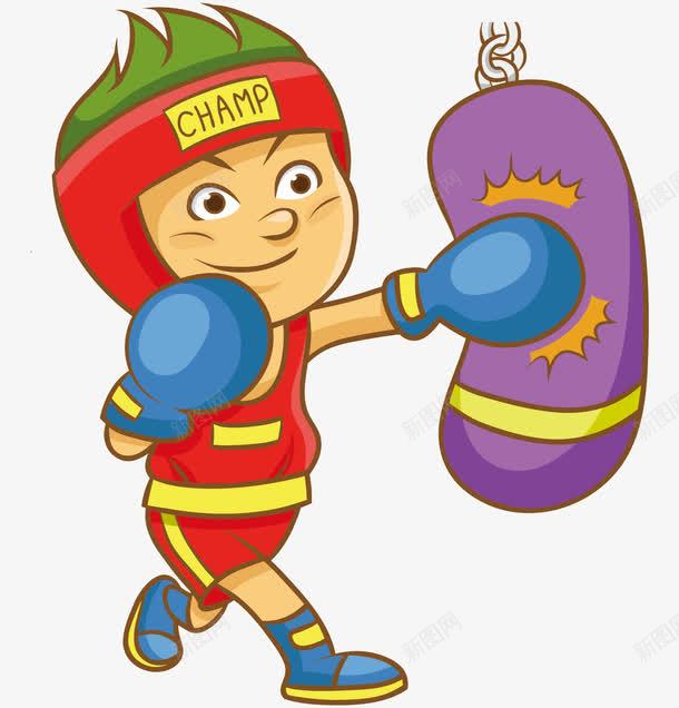 锻炼小男孩png免抠素材_新图网 https://ixintu.com 手绘 打拳 打拳的小孩 拳击 运动