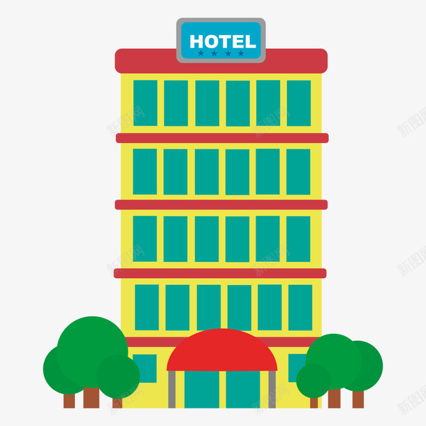 旅店矢量图eps免抠素材_新图网 https://ixintu.com 住酒店 旅店 酒店 黄色大楼 矢量图