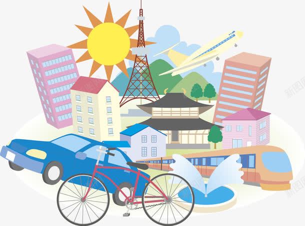 卡通建筑png免抠素材_新图网 https://ixintu.com 动画场景卡通建筑矢量图城市