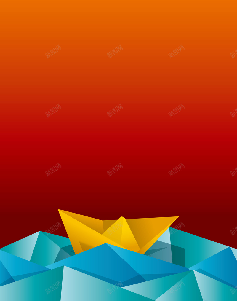 红色背景黄金小船海报背景矢量图ai设计背景_新图网 https://ixintu.com 一帆风顺 几何 奋斗 小船 折纸风格 拼搏 毕业 海报背景 海浪 渐变色 渐变色背景纯色图片 矢量图 立体 红色 踌躇满志