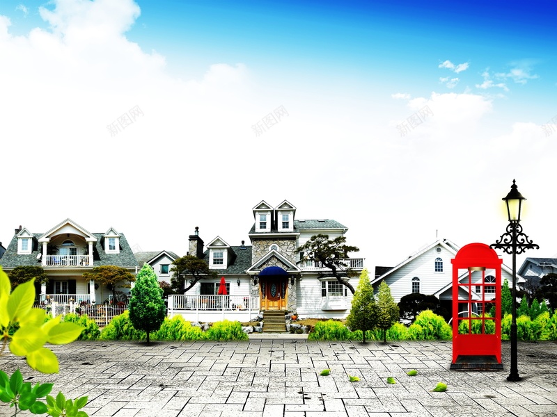 别墅地产海报背景模板psd设计背景_新图网 https://ixintu.com PSD 古典路灯 地产广告 平面 广告 房地产 树木绿化 模板 海报 电话亭 石板路 素材 背景 街道 高档别墅 高档豪宅别墅地产海报