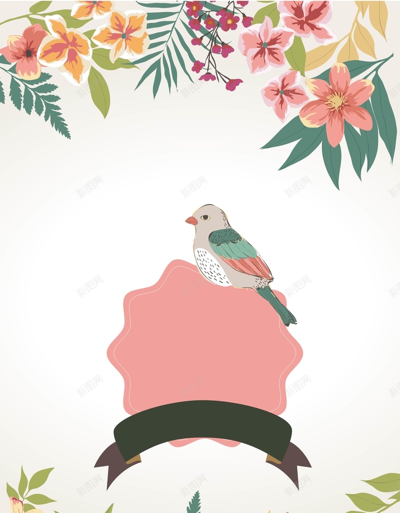 矢量文艺手绘花鸟清新背景ai设计背景_新图网 https://ixintu.com 婚庆 小清新 手绘 文艺 日系 欧式边框 清新 矢量 简约 背景 花鸟 邀请函 矢量图