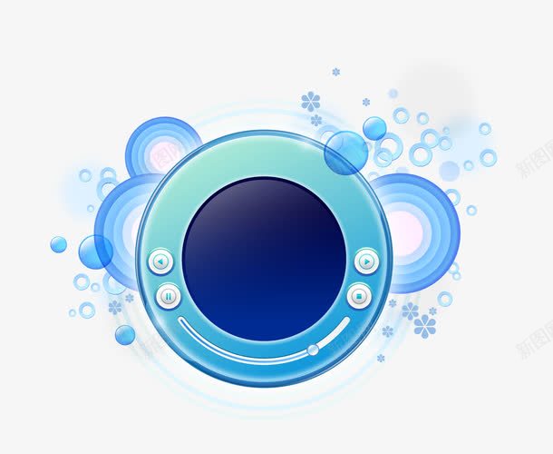 抽象几何蓝色圈圈播放器png免抠素材_新图网 https://ixintu.com 几何 圈圈 抽象 播放器 蓝色
