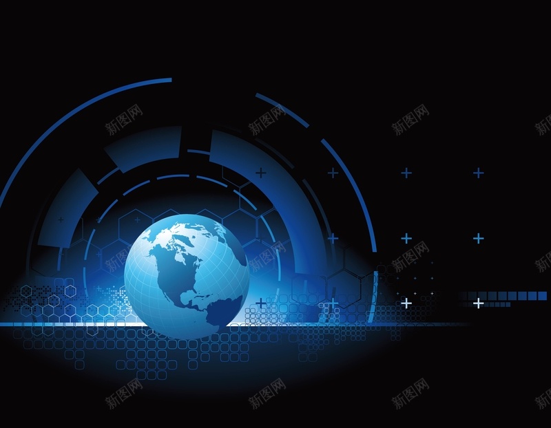 矢量蓝色地球科技背景ai设计背景_新图网 https://ixintu.com 互联网 全球 商业 商务 地球 海报 炫光 炫彩 矢量 科幻 科技 背景 蓝色 矢量图