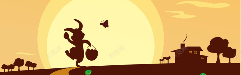 复活节兔子插画banner背景矢量图ai设计背景_新图网 https://ixintu.com banner 兔子 卡通 复活节 手绘 插画 海报banner 矢量 童趣 褐色 鸡蛋 矢量图