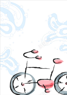 手绘卡通清凉夏日自行车海报背景矢量图背景
